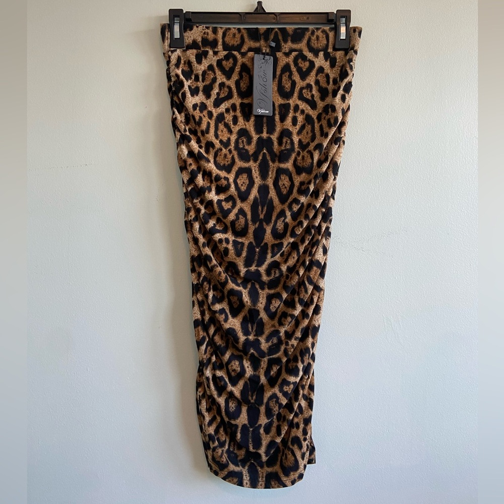VFShow Ruched Ruffled Animal Print Skirt - Picture 2 of 9